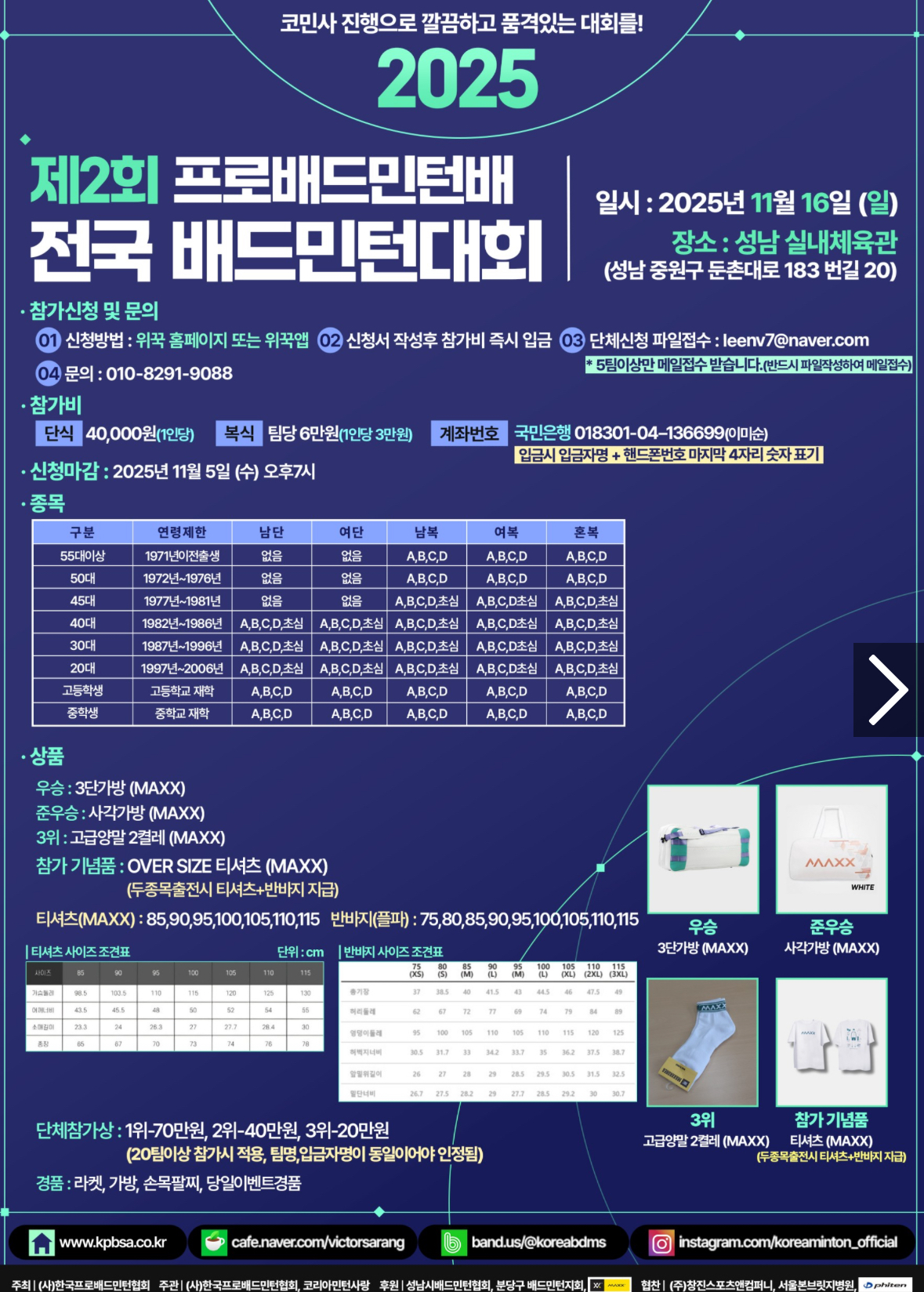 2025 제2회 프로배드민턴배 전국 배드민턴대회 포스터
