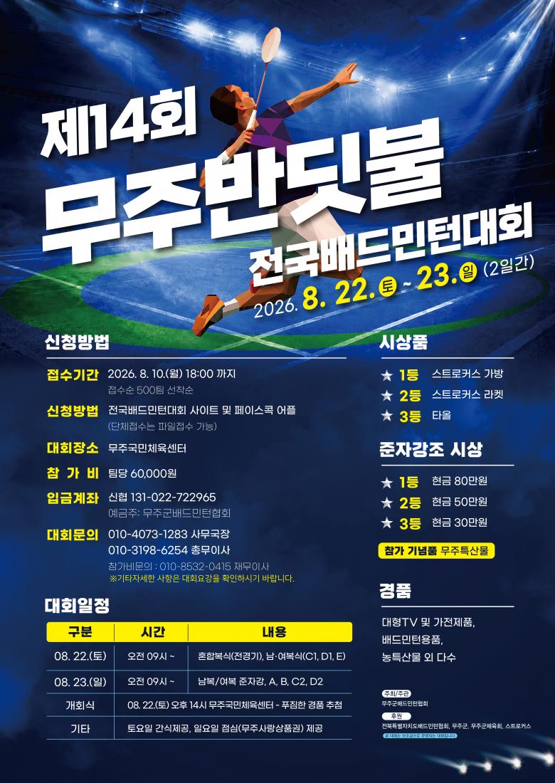 제14회 무주반딧불 오픈 배드민턴대회 포스터