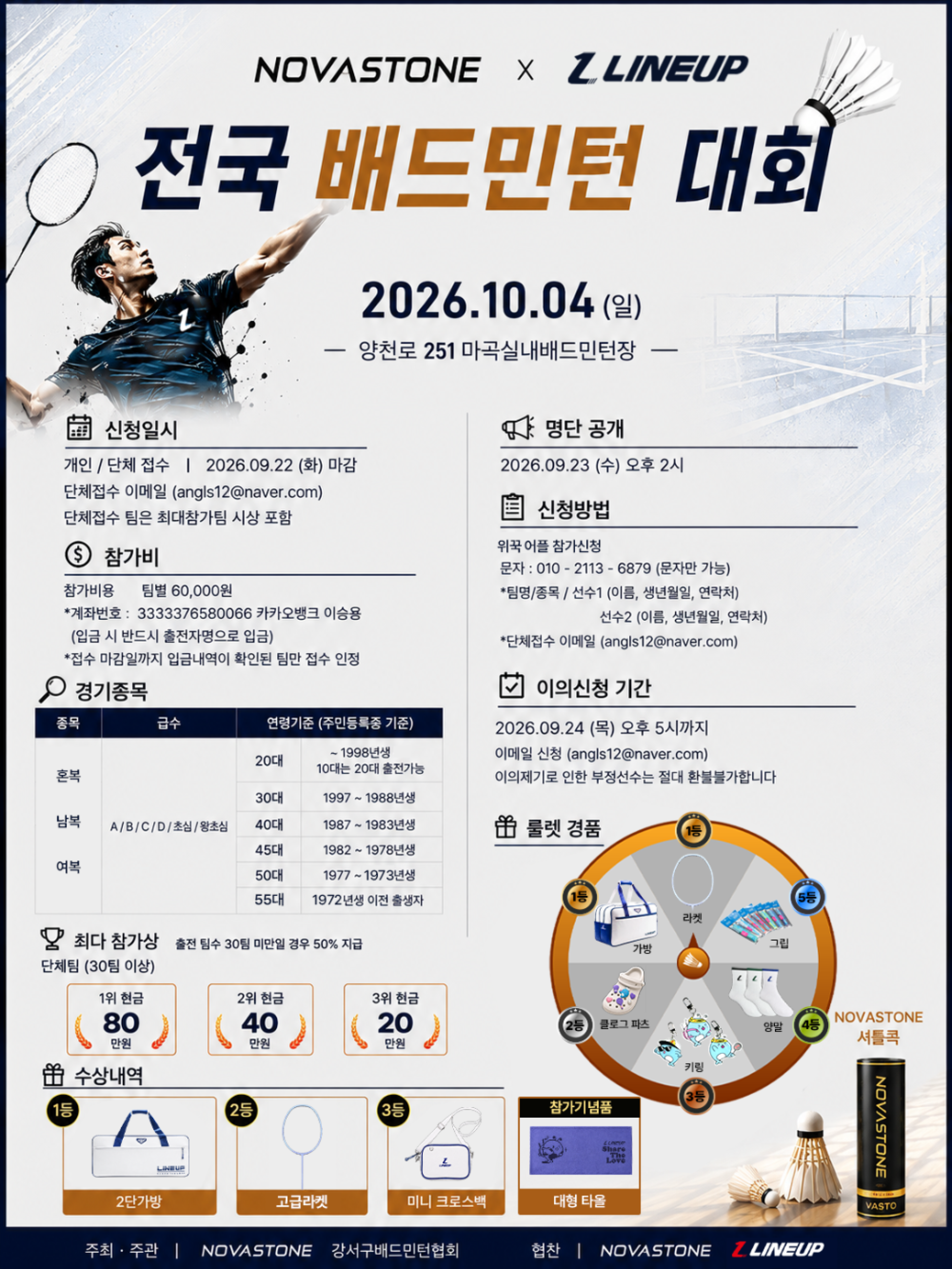 제4회 노바스톤X라인업 전국 배드민턴대회 포스터